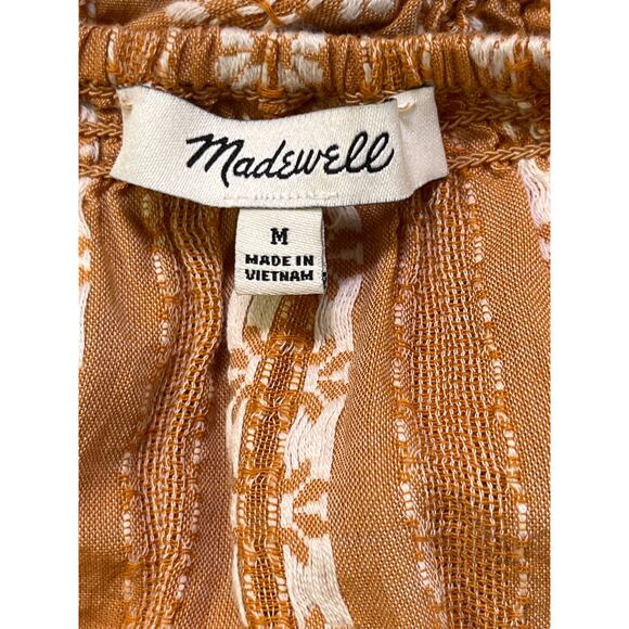 Madewell Peasant Puff Sleeve Boho Floral Stripe Top 100% Cotton Women’s M - Picture 2 of 10